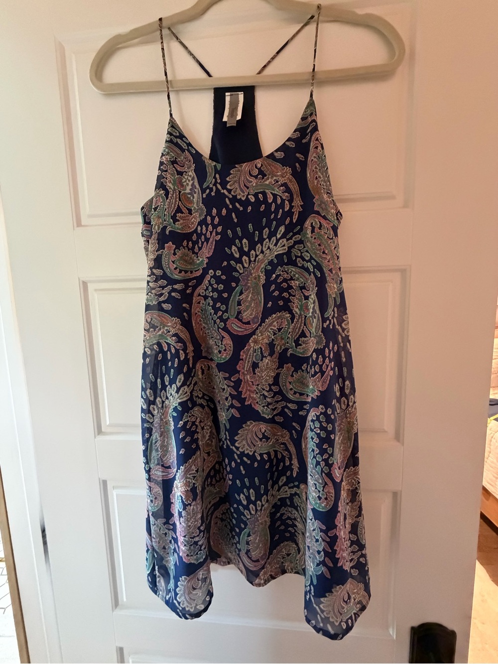 Navy Paisley Mini Sundress with Spaghetti Straps